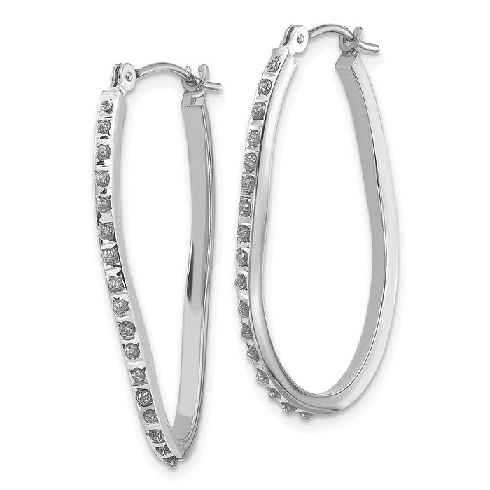 14k White Gold Diamond Fascination Twist Hinged Hoop Earrings-DF224