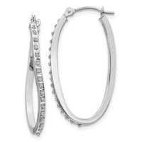 14k White Gold Diamond Fascination Twist Hinged Hoop Earrings-DF224