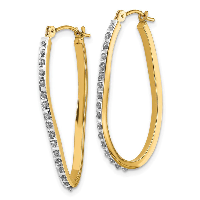 14k Diamond Fascination Twist Hinged Hoop Earrings-DF225