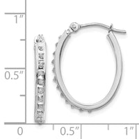 14k White Gold Diamond Fascination Oval Hinged Hoop Earrings-DF235