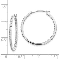 14k White Gold Diamond Fascination Round Hinged Hoop Earrings-DF249