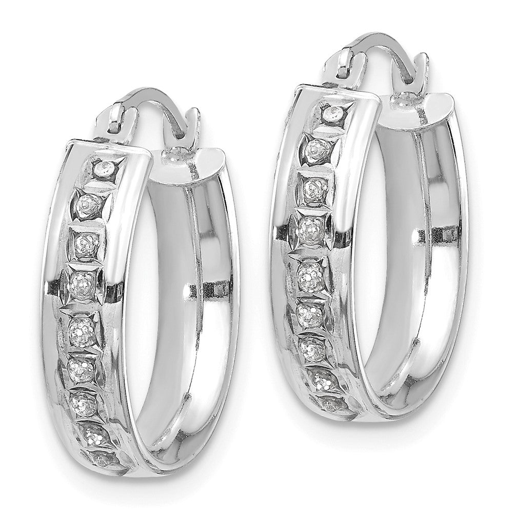 14k White Gold Diamond Fascination Round Hoop Earrings-DF254