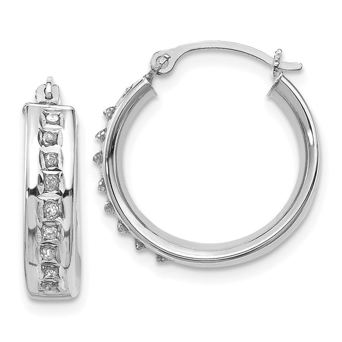 14k White Gold Diamond Fascination Round Hoop Earrings-DF254