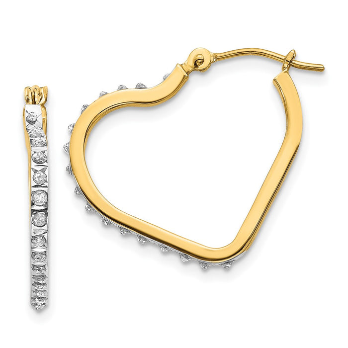 14k Diamond Fascination Heart Hoop Earrings-DF258