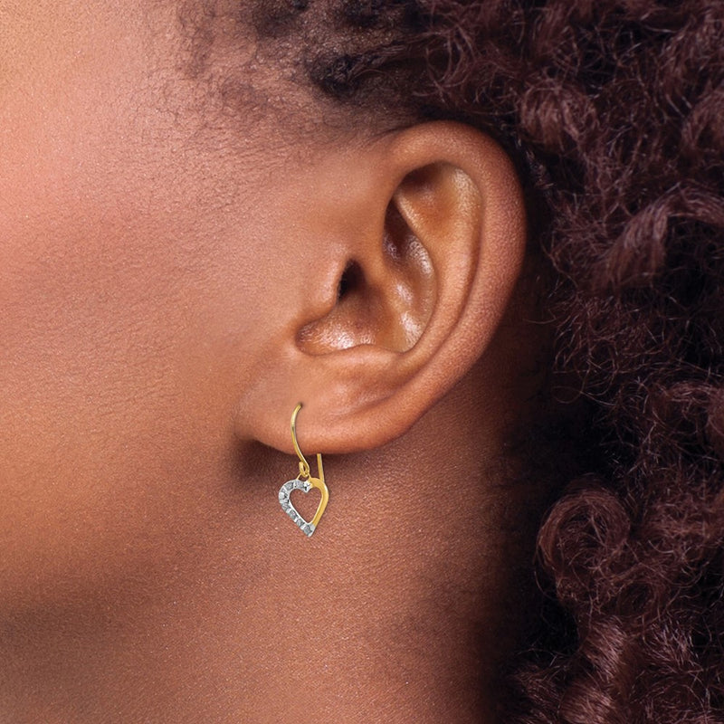 14k Diamond Fascination Heart Earrings-DF262