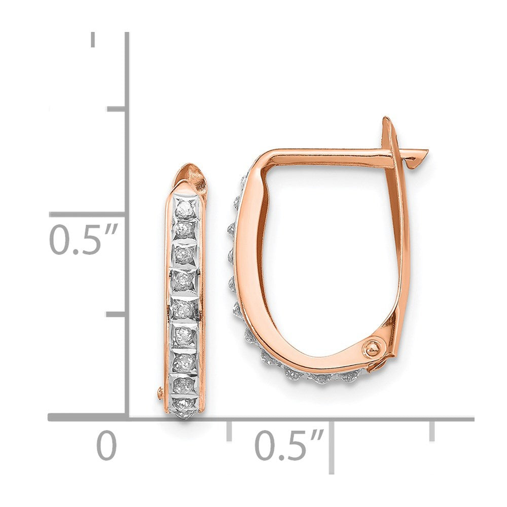 14k Rose Gold Diamond Fascination Oval Hinged Hoop Earrings-DF277