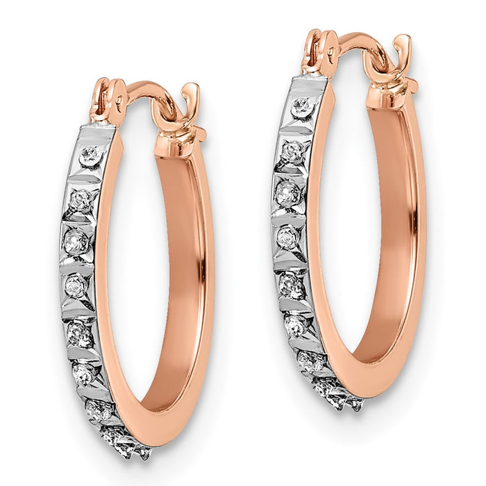 14k Rose Gold Diamond Fascination Round Hoop Earrings-DF344