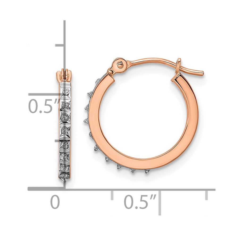 14k Rose Gold Diamond Fascination Round Hoop Earrings-DF344