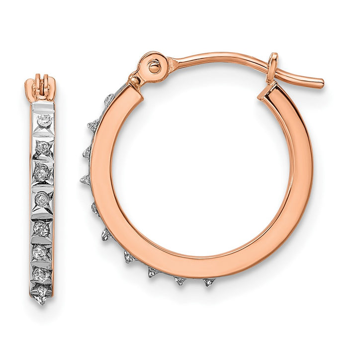 14k Rose Gold Diamond Fascination Round Hoop Earrings-DF344