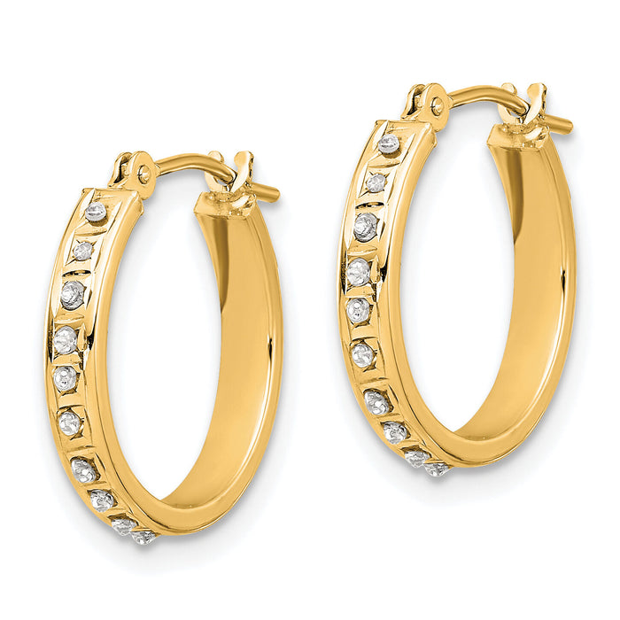 14k Diamond Fascination Diamond Dust/Accent Hoop Earrings-DF345