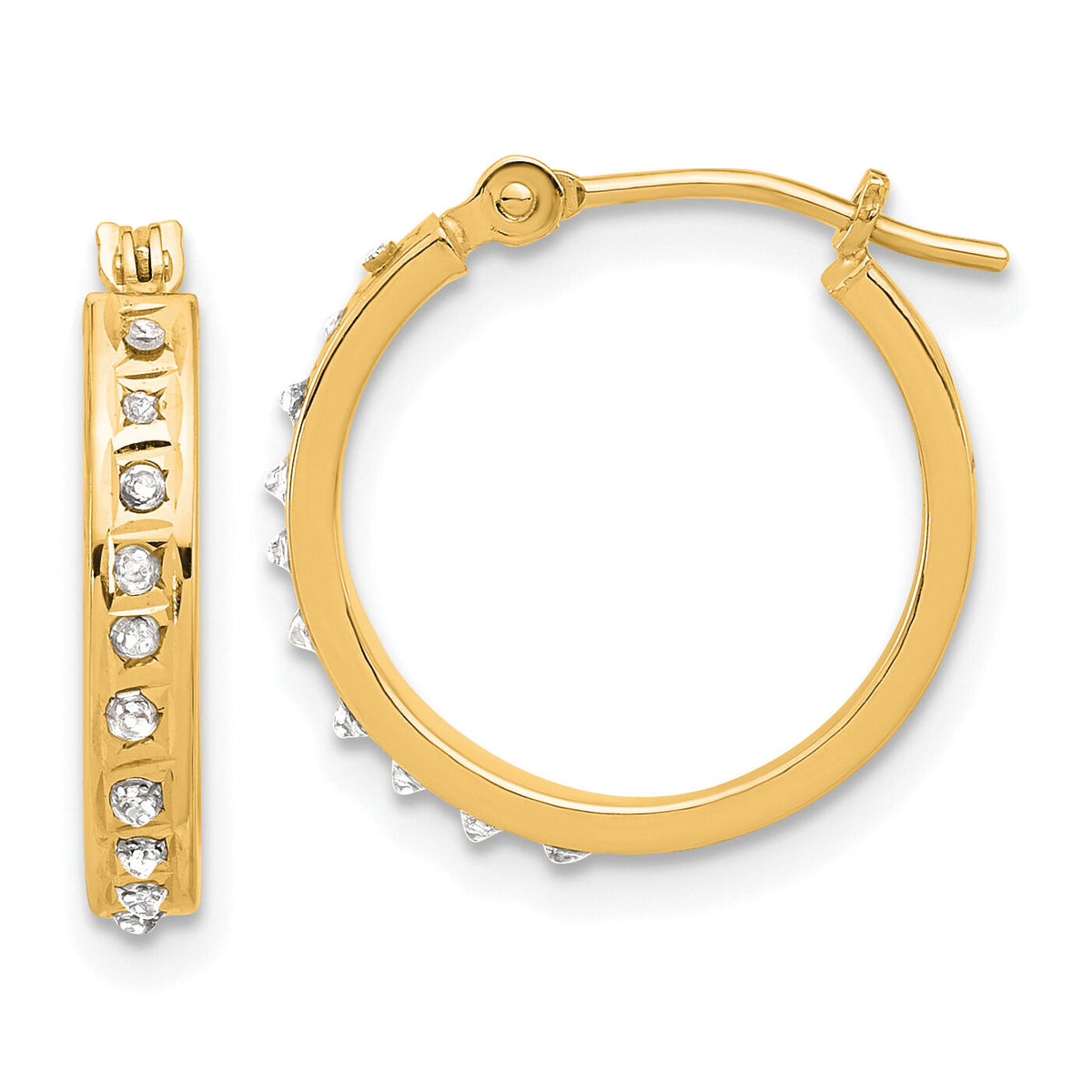14k Diamond Fascination Diamond Dust/Accent Hoop Earrings-DF345