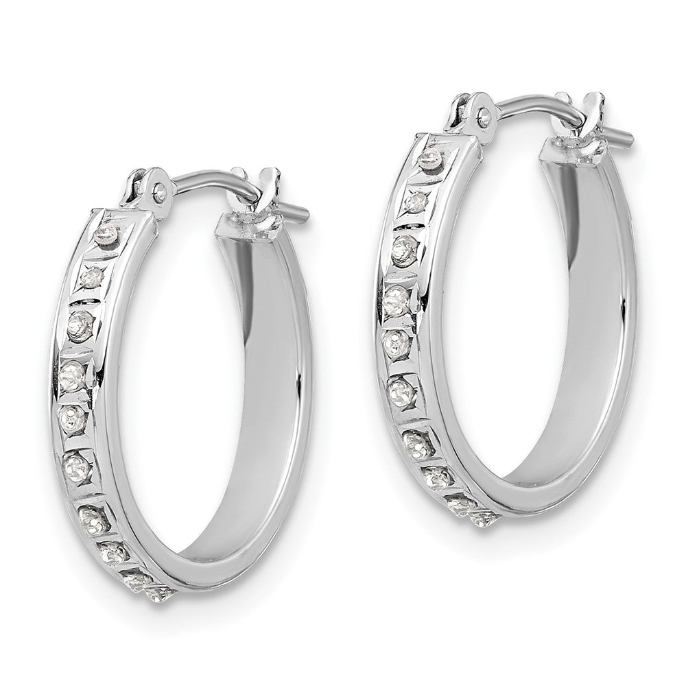 14K White Gold Diamond Fascination Polished Hoop Earrings-DF346