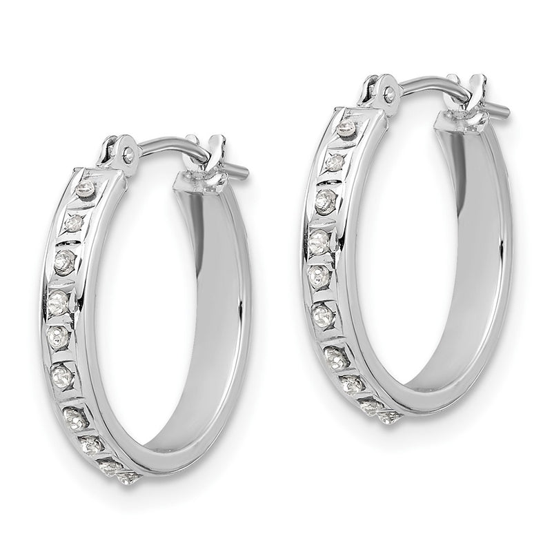 14K White Gold Diamond Fascination Polished Hoop Earrings-DF346