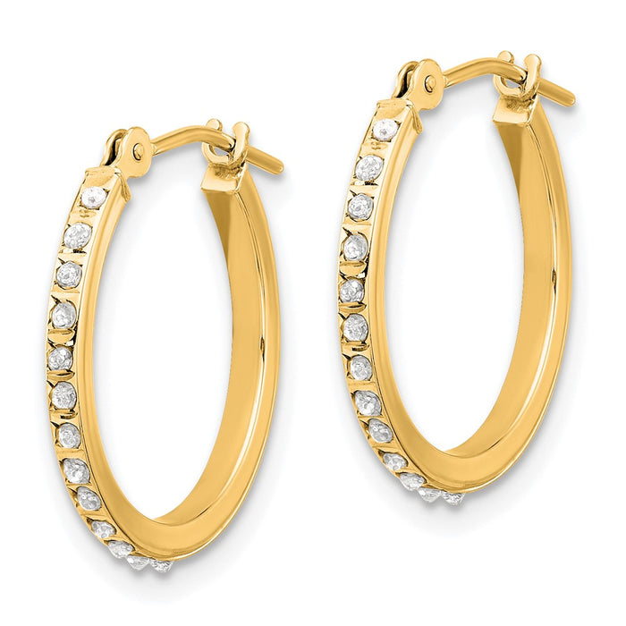 14K Diamond Fascination Polished Hoop Earrings-DF347