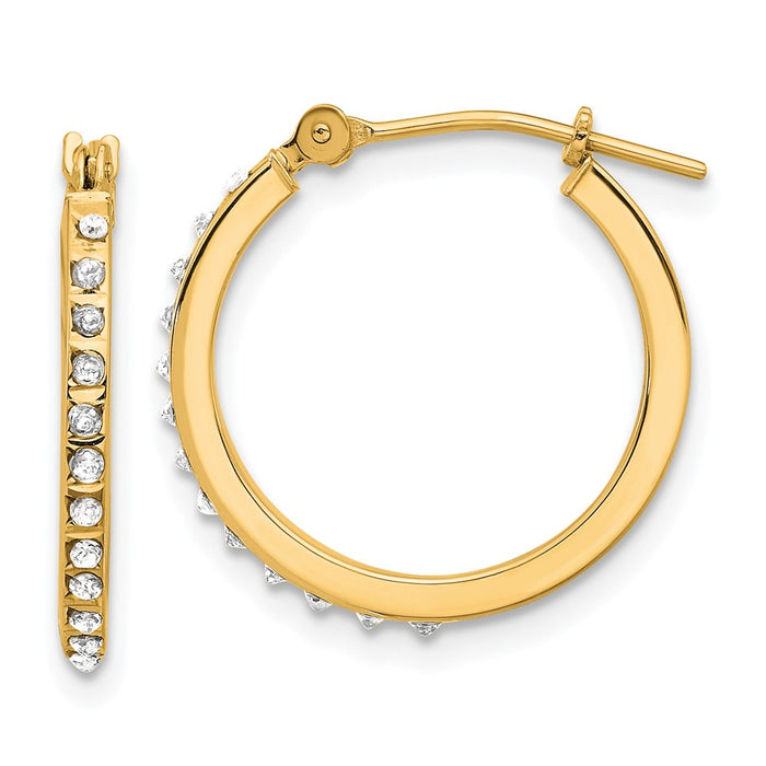 14K Diamond Fascination Polished Hoop Earrings-DF347