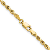 14K 16 inch 3mm Semi Solid Diamond-cut Rope with Lobster Clasp Chain-DH021-16