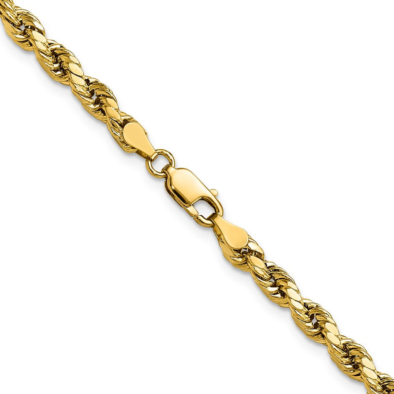 14K 24 inch 4mm Semi Solid Diamond-cut Rope with Lobster Clasp Chain-DH030-24