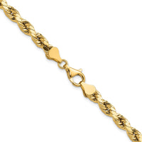 14K 22 inch 5.5mm Semi Solid Diamond-cut Rope with Lobster Clasp Chain-DH040-22