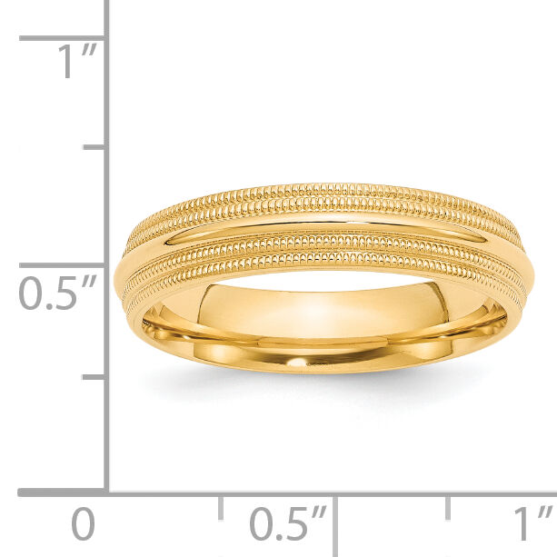 14KY 5mm Double Milgrain Comfort Fit Band-DMC050