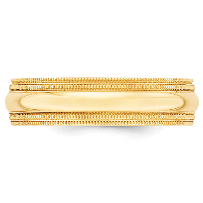 14KY 6mm Double Milgrain Comfort Fit Band-DMC060