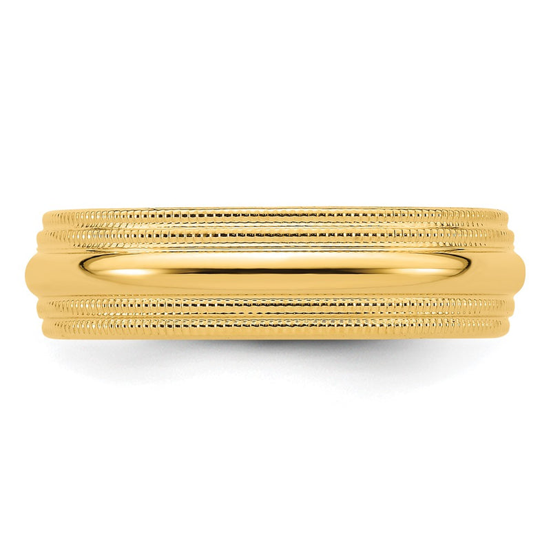 14k Yellow Gold 6mm Double Milgrain Comfort Fit Wedding Band-DMC060