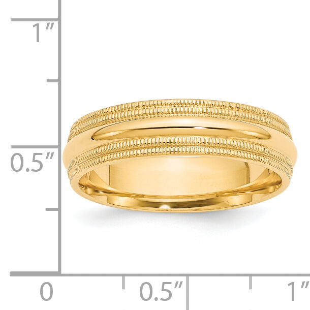 14KY 6mm Double Milgrain Comfort Fit Band-DMC060