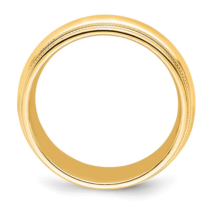 14k Yellow Gold 7mm Double Milgrain Comfort Fit Wedding Band-DMC070