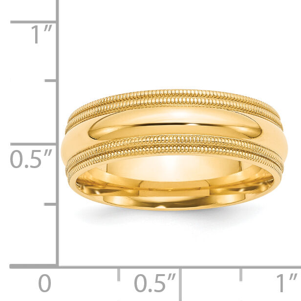 14KY 7mm Double Milgrain Comfort Fit Band-DMC070