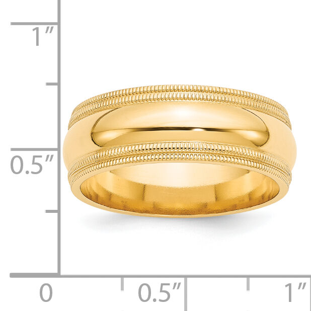 14KY 8mm Double Milgrain Comfort Fit Band-DMC080