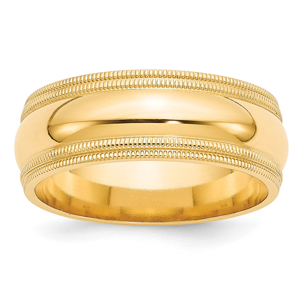 14KY 8mm Double Milgrain Comfort Fit Band-DMC080