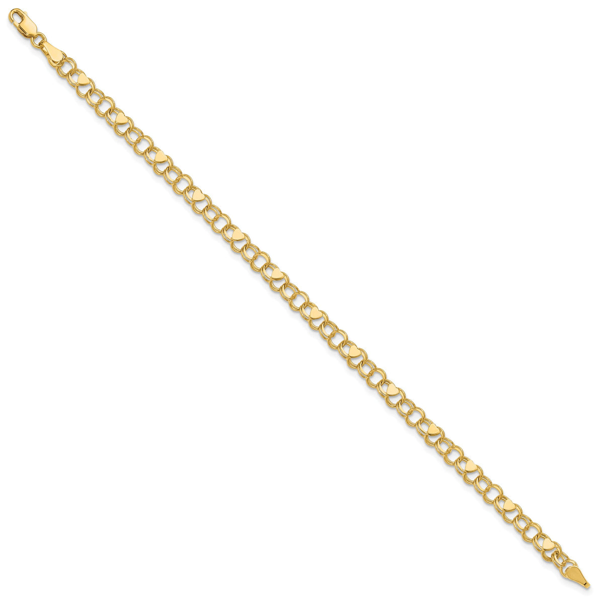 14k Double Link Heart Charm Bracelet-DO499-7