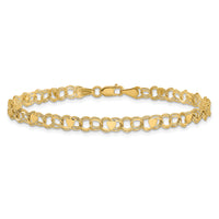 14k Double Link Heart Charm Bracelet-DO499-7