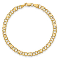 14k Double Link Heart Charm Bracelet-DO499-7