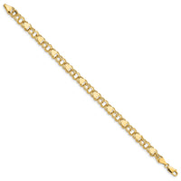 14k Double Link with Hearts Charm Bracelet-DO501-8