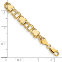 14k Double Link with Hearts Charm Bracelet-DO501-7