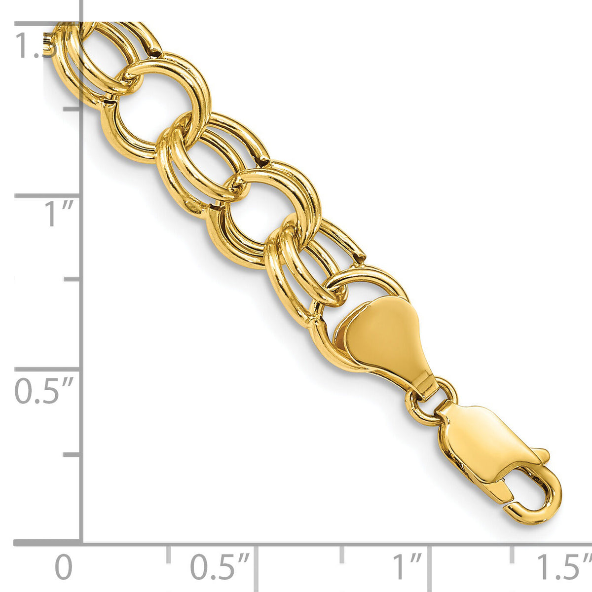 14k Hollow Double Link Charm Bracelet-DO520-8