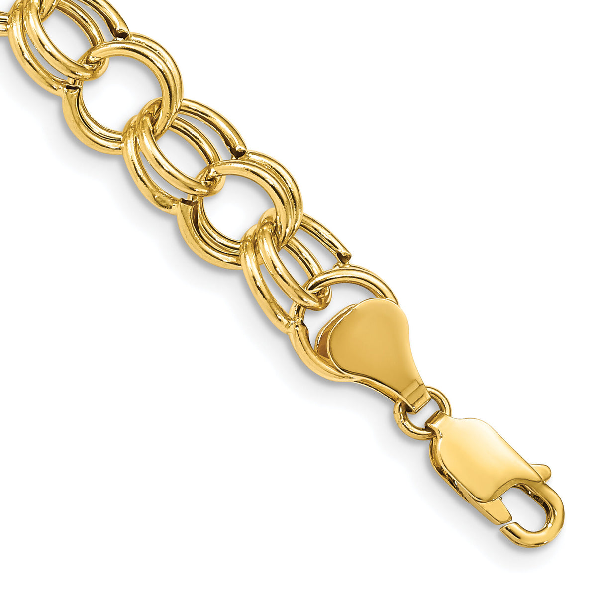 14k Hollow Double Link Charm Bracelet-DO520-8