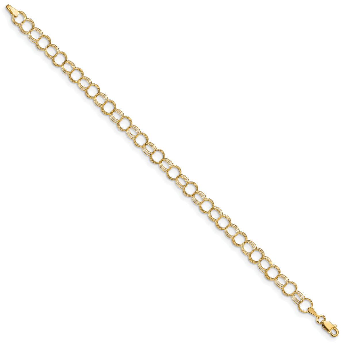 14k Solid Triple Link Charm Bracelet-DO530-7
