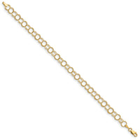 14k Solid Triple Link Charm Bracelet-DO530-8