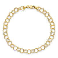 14k Solid Triple Link Charm Bracelet-DO530-8