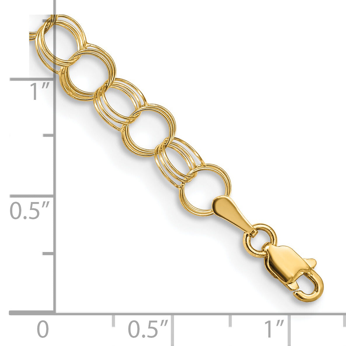 14k Solid Triple Link Charm Bracelet-DO530-8