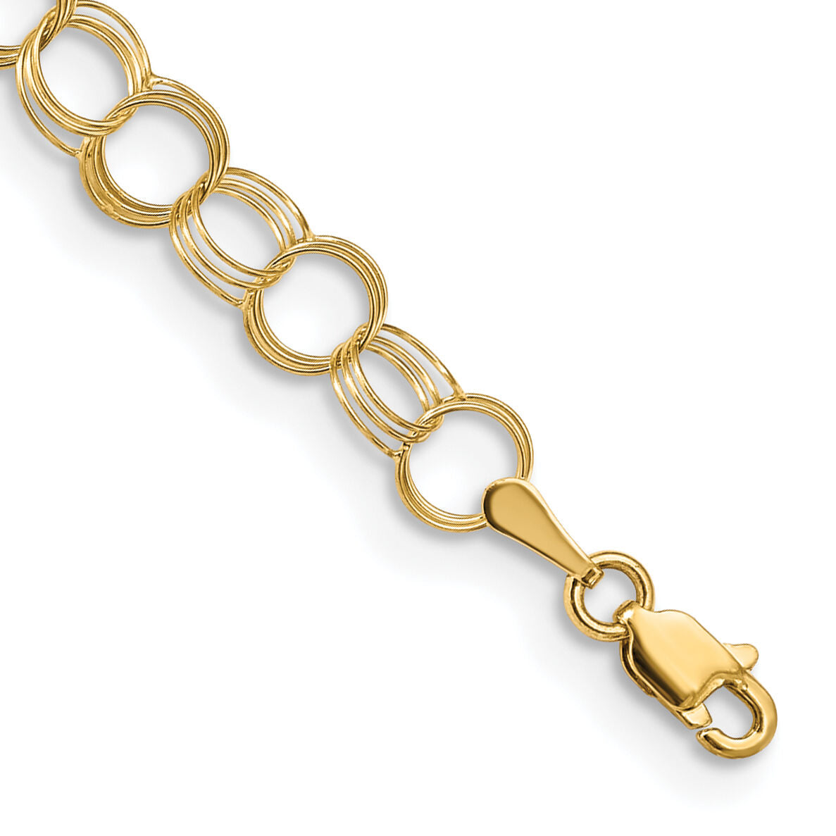 14k Solid Triple Link Charm Bracelet-DO530-7