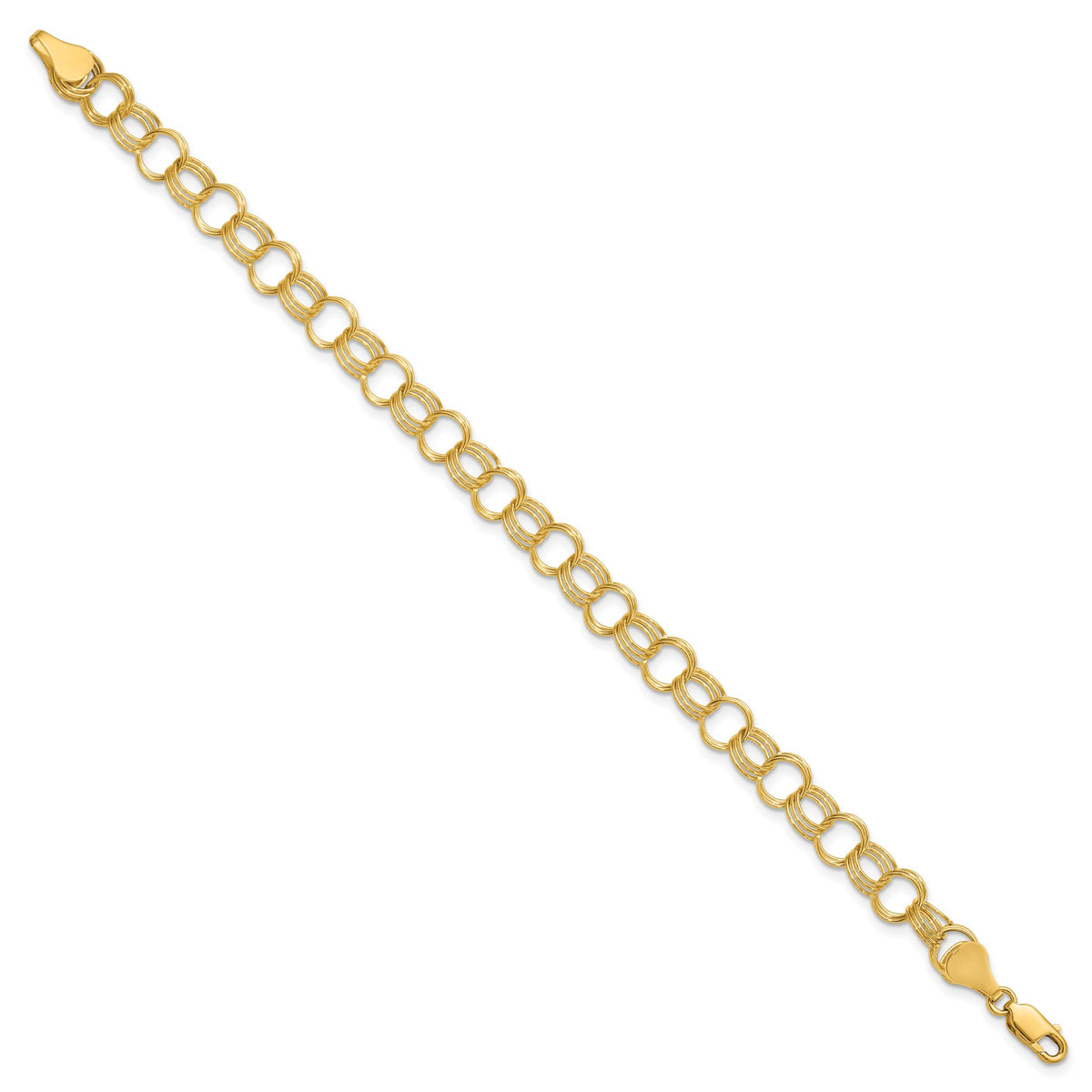 14k Solid Triple Link Charm Bracelet-DO531-8