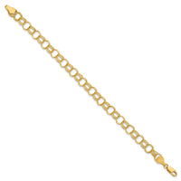 14k Solid Triple Link Charm Bracelet-DO531-8
