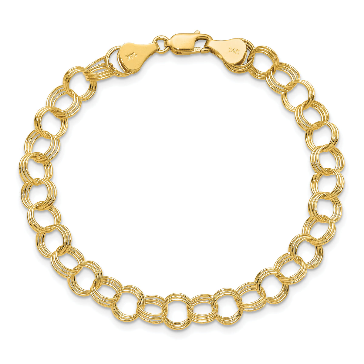 14k Solid Triple Link Charm Bracelet-DO531-8