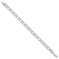 14k White Gold Solid Triple Link Charm Bracelet-DO531W-7