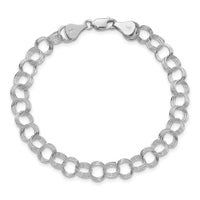 14k White Gold Solid Triple Link Charm Bracelet-DO531W-7