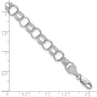 14k White Gold Solid Triple Link Charm Bracelet-DO531W-7