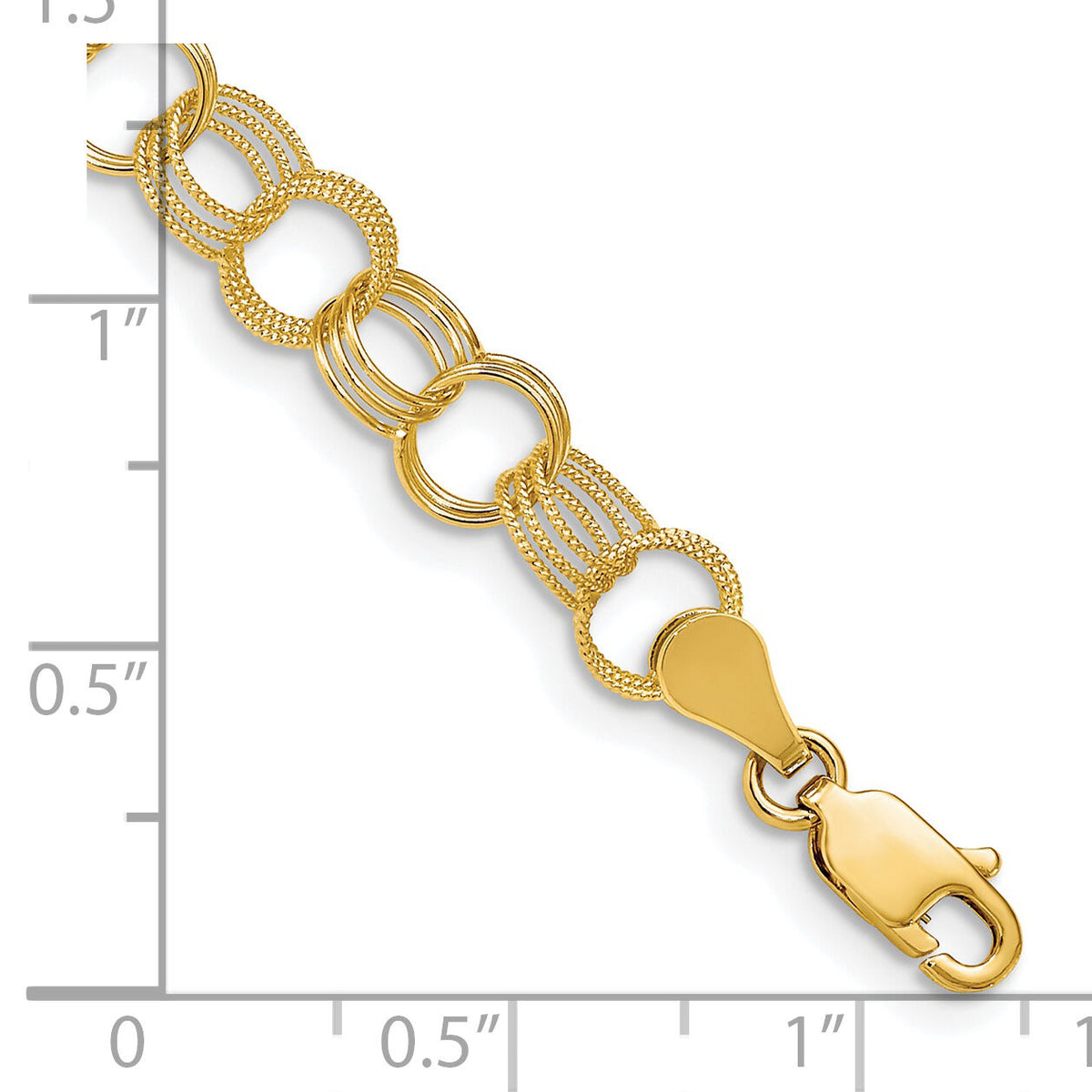 14k Solid Triple Link Charm Bracelet-DO532-7