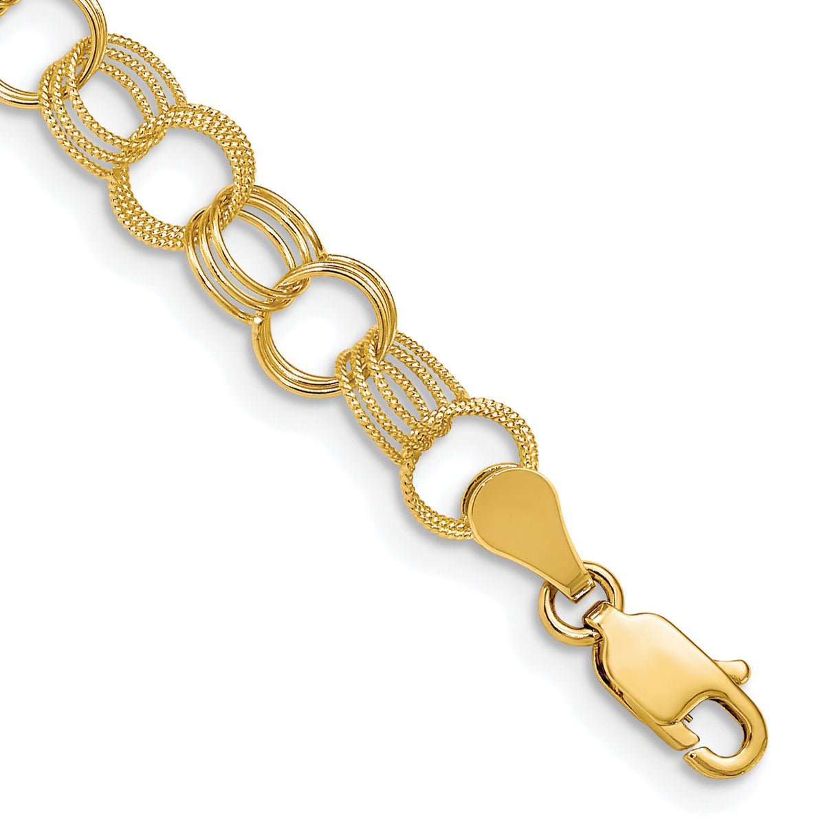 14k Solid Triple Link Charm Bracelet-DO532-7
